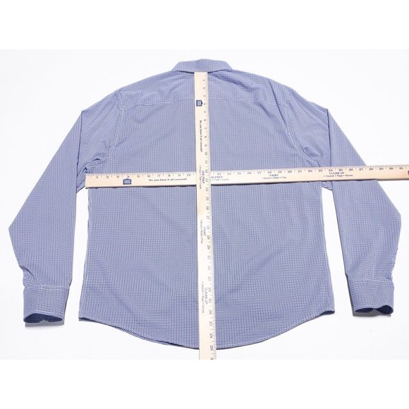 UNTUCKit Performance Shirt Men's Large Wicking Nylon Blue Check Button-Up - Picture 8 of 10